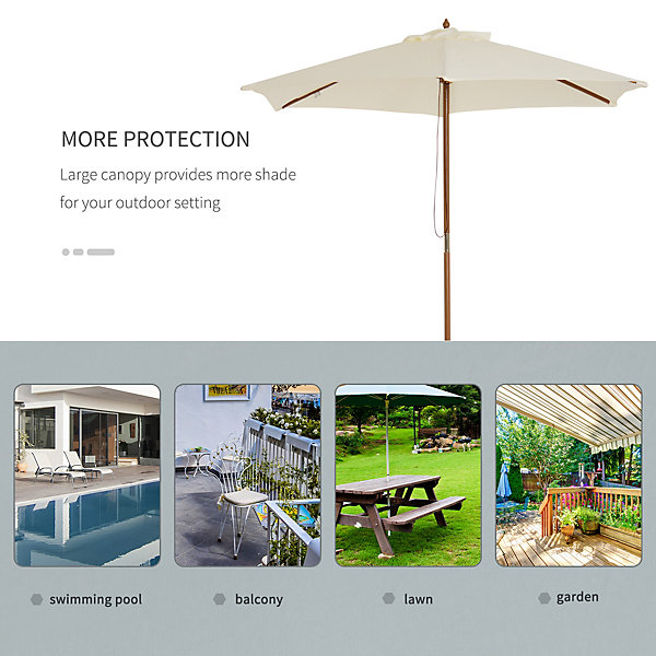 Outsunny 2.5m Wood Garden Parasol Sun Shade Patio Outdoor Outsunny 2.5m Wood Garden Parasol Sun Shade Patio Outdoor