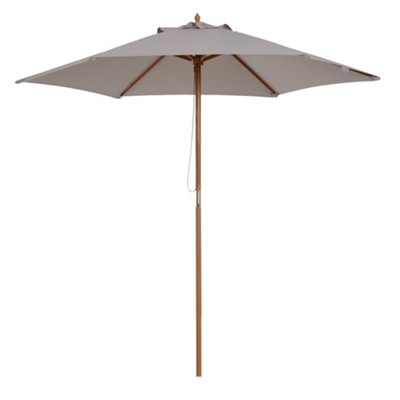 Outsunny 2.5m Wooden Garden Parasol Canopy Sun Shade Patio Outdoor Wooden Umbrella