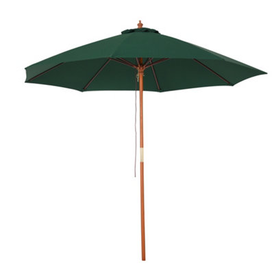Outsunny 2.5m Wooden Garden Parasol Outdoor Umbrella Canopy Vent Green
