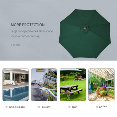 Outsunny 2.5m Wooden Garden Parasol Outdoor Umbrella Canopy Vent Green