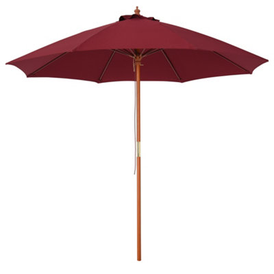Outsunny 2.5m Wooden Garden Parasol Outdoor Umbrella Canopy Vent Red