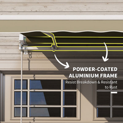 Outsunny 2.5m x 2m Garden Patio Manual Awning Canopy w/ Winding Handle Khaki