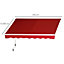 Outsunny 2.5m x 2m Garden Patio Manual Awning Canopy  Winding Handle Red