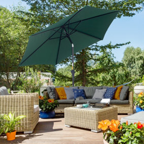 Outsunny 2.6M Patio Umbrella Parasol Sun Shade Garden Aluminium Green