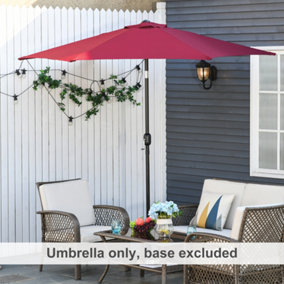 Outsunny 2.6M Patio Umbrella Parasol Sun Shade Garden Aluminium Wine Red