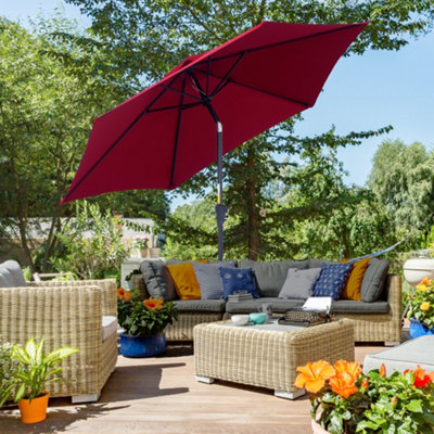 Parasol Manivelle Acier Polyester Parasol Jardin Outsunny XXL 295x152cm - Ouverture Manivelle Avec Mât Acier Démontable Toile Polyester 180g