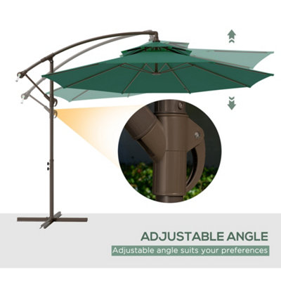 Outsunny 2.7m Garden Cantilever Banana Parasol Sun Shade w/ Crank