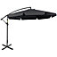 Outsunny 2.7m Garden Banana Parasol Cantilever Umbrella with Crank Handle and Cross Base for Outdoor, Hanging Sun Shade, Black