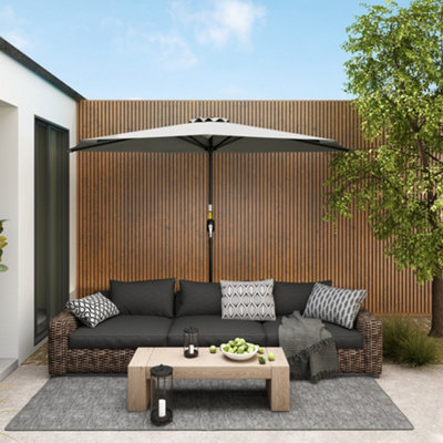 Outsunny 2.7m Metal Frame Garden Furniture Parasol Half Round Umbrella Grey