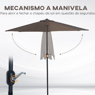 Outsunny 2.7m Metal Frame Garden Furniture Parasol Half Round Umbrella - 4