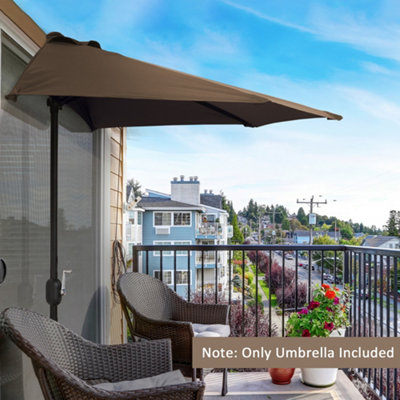 Outsunny 2.7m Metal Frame Garden Furniture Parasol Half Round Umbrella - 7