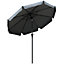 Outsunny 2.7m Patio Umbrella Garden Parasol with Crank, Ruffles, 8 Ribs, Grey