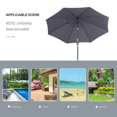 Outsunny 2.7M Patio Umbrella Outdoor Sunshade Canopy Tilt and Crank Grey - 7