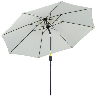 Outsunny 2.7M Patio Umbrella Outdoor Sunshade Canopy Tilt and Crank White