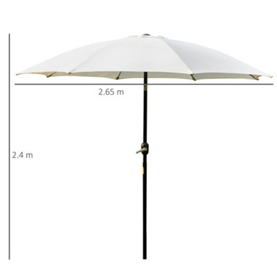Outsunny 2.7M Patio Umbrella Outdoor Sunshade Canopy Tilt and Crank White