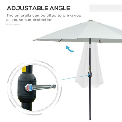 Outsunny 2.7M Patio Umbrella Outdoor Sunshade Canopy Tilt and Crank White - 4