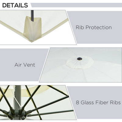 Outsunny 2.7M Patio Umbrella Outdoor Sunshade Canopy Tilt and Crank White - 6