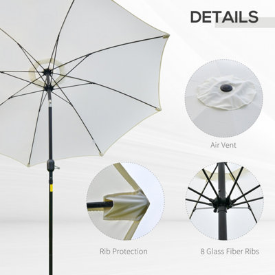 Outsunny 2.7M Patio Umbrella Outdoor Sunshade Canopy Tilt and Crank White