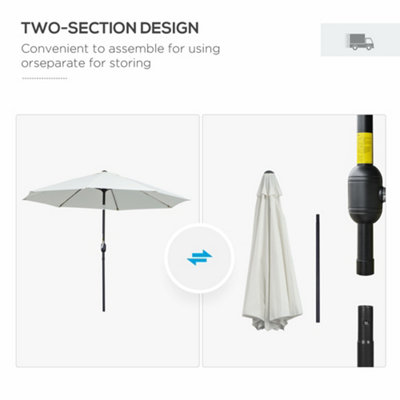 Outsunny 2.7M Patio Umbrella Outdoor Sunshade Canopy Tilt and Crank White - 7