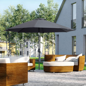 Outsunny 2.7M Patio Umbrella Outdoor Sunshade Canopy w/ Tilt and Crank Grey
