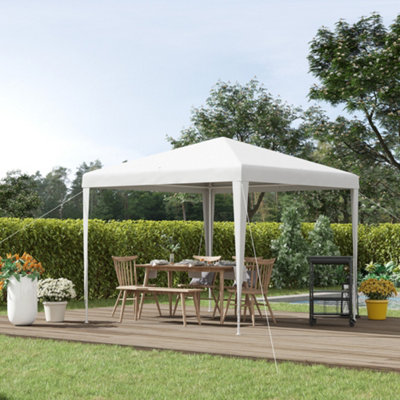 Outsunny 2.7m x 2.7m Garden Gazebo Marquee Party Tent Wedding Canopy Outdoor White DIY at B Q