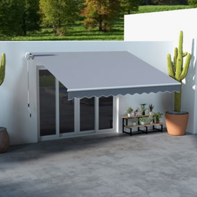 Outsunny 2.95 x 2.5m Canopy Sun Shade Shelter with Crank Handle, Grey