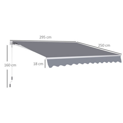 Outsunny 2.95 x 2.5m Canopy Sun Shade Shelter with Crank Handle, Grey