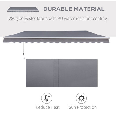 Outsunny 2.95 x 2.5m Canopy Sun Shade Shelter with Crank Handle, Grey