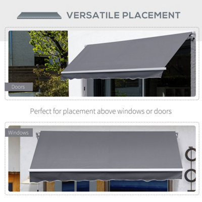 Outsunny 2.95 x 2.5m Canopy Sun Shade Shelter with Crank Handle, Grey