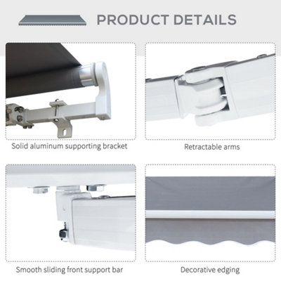 Outsunny 2.95 x 2.5m Canopy Sun Shade Shelter with Crank Handle, Grey