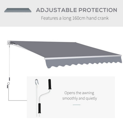 Outsunny 2.95 x 2.5m Canopy Sun Shade Shelter with Crank Handle, Grey