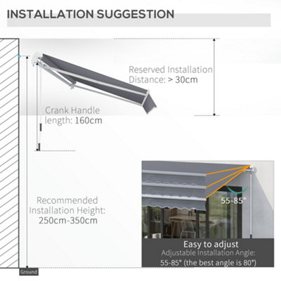 Outsunny 2.95 x 2.5m Canopy Sun Shade Shelter with Crank Handle, Grey