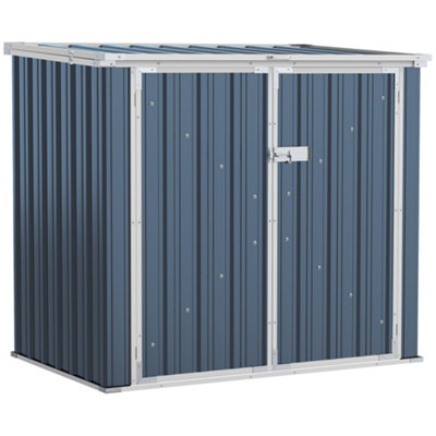 Outsunny 2-Bin Steel Rubbish Storage Shed  Double Locking Doors, Openable Lid