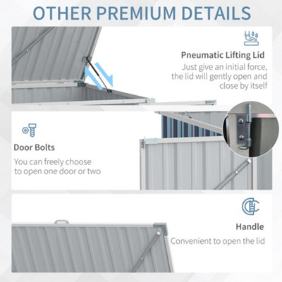 Outsunny 2-Bin Steel Rubbish Storage Shed  Double Locking Doors, Openable Lid