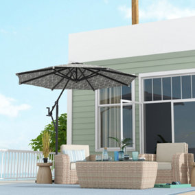 Outsunny 2-in-1 Cantilever Parasol and Market Parasol with Rotation