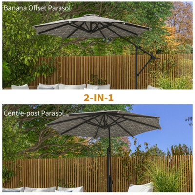 Outsunny 2-in-1 Cantilever Parasol and Market Parasol with Rotation