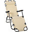Outsunny 2 in 1 Outdoor Folding Sun Lounger w/ Adjustable Back and Pillow Beige