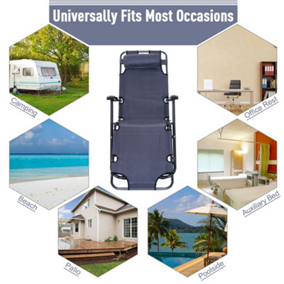Outsunny 2 in 1 Outdoor Folding Sun Lounger w/ Adjustable Back and Pillow Grey - 7