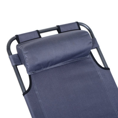 Outsunny 2 in 1 Outdoor Folding Sun Lounger w/ Adjustable Back and Pillow Grey - 8
