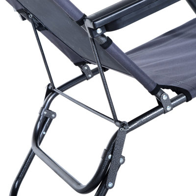 Outsunny 2 in 1 Outdoor Folding Sun Lounger w/ Adjustable Back and Pillow Grey - 9