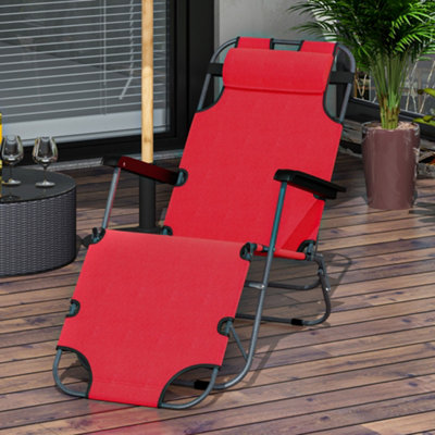 Outsunny 2 In 1 Outdoor Folding Sun Lounger W/ Adjustable Back And ...