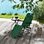 Outsunny 2 in 1 Outdoor Folding Sun Lounger with Adjustable Back and Pillow Green