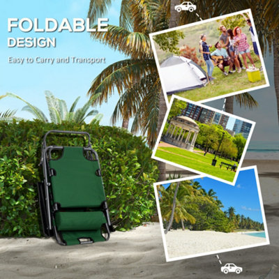 Outsunny 2 in 1 Outdoor Folding Sun Lounger with Adjustable Back and Pillow Green - 5