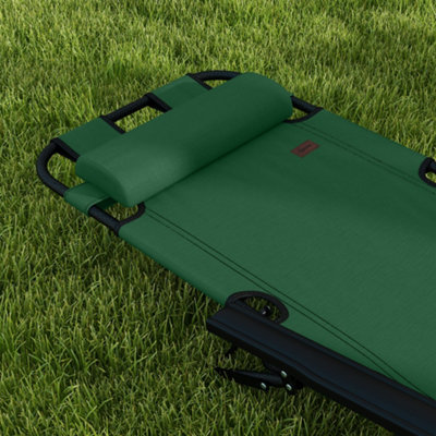 Outsunny 2 in 1 Outdoor Folding Sun Lounger with Adjustable Back and Pillow Green - 8