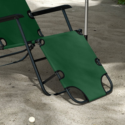 Outsunny 2 in 1 Outdoor Folding Sun Lounger with Adjustable Back and Pillow Green - 9