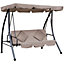 Outsunny 2-in-1 Patio Swing Chair 3 Seater Hammock Cushion Bed Tilt Canopy Beige
