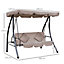 Outsunny 2-in-1 Patio Swing Chair 3 Seater Hammock Cushion Bed Tilt Canopy Beige