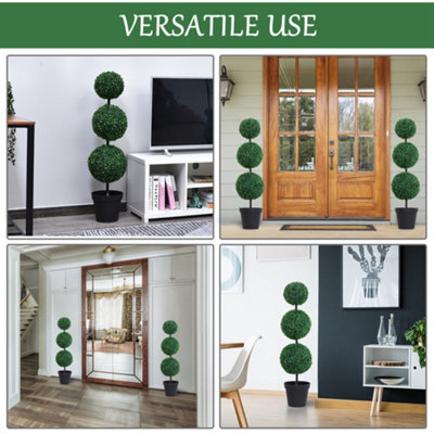 Outsunny 2 PCS Artificial Boxwood Three Balls Tree Decorative  Plant Leaves - 4