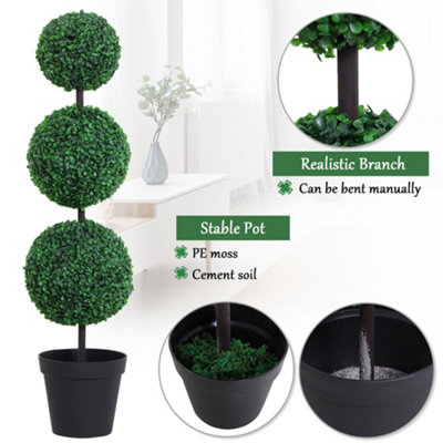Outsunny 2 PCS Artificial Boxwood Three Balls Tree Decorative  Plant Leaves - 5