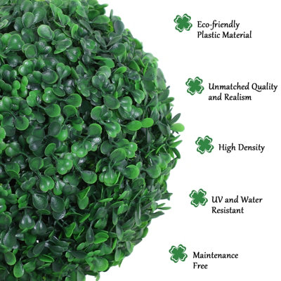 Outsunny 2 PCS Artificial Boxwood Three Balls Tree Decorative  Plant Leaves - 6